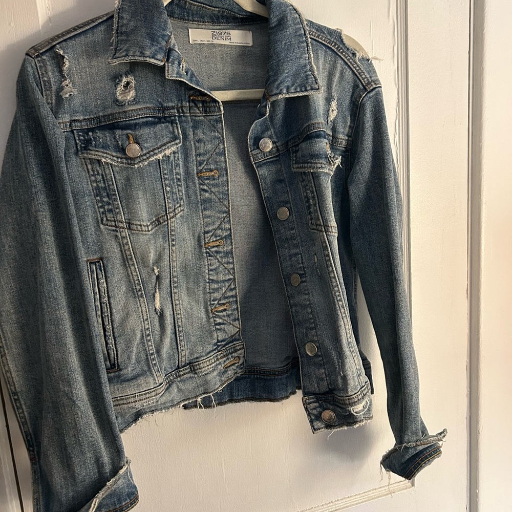 Zara Blue Distressed Jean Jacket
